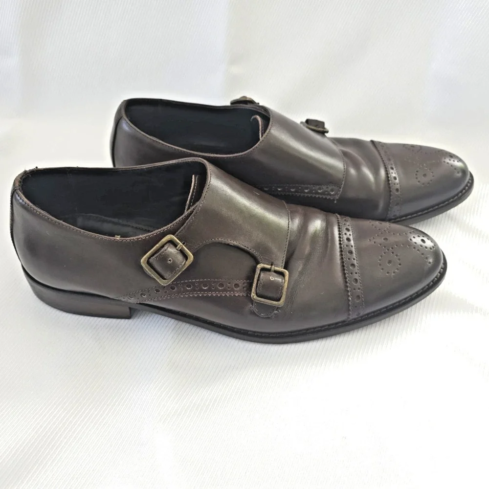 Bruno Magli Alfanzo Double Monk Dress Shoes Grain Leather Italy Men's‎ 11M
